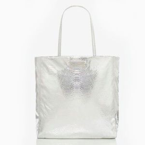 Kate Spade silver foil Bon Shopper tote